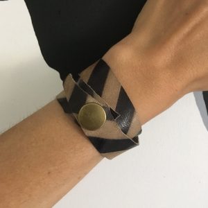 Leather Cuff Double Wristlet Bracelet